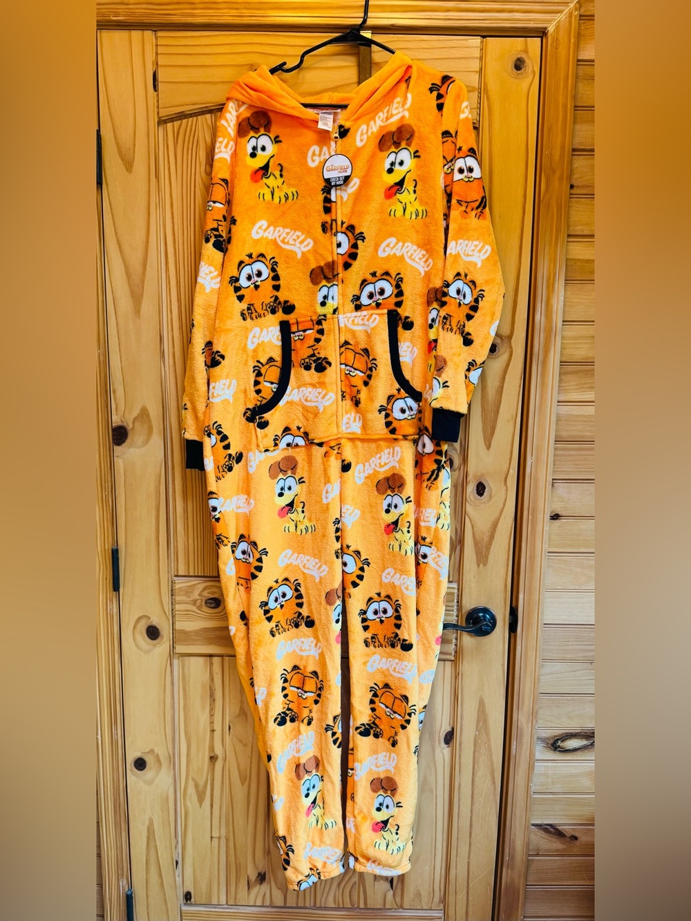 Garfield Orange Plush Onesie Pajama Set